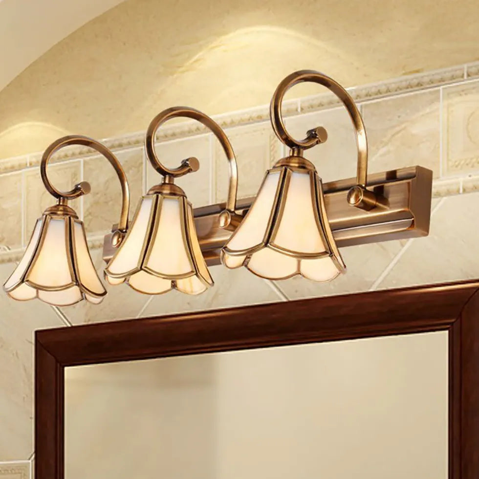 Gold Trumpet Glass Bathroom Mirror Lights