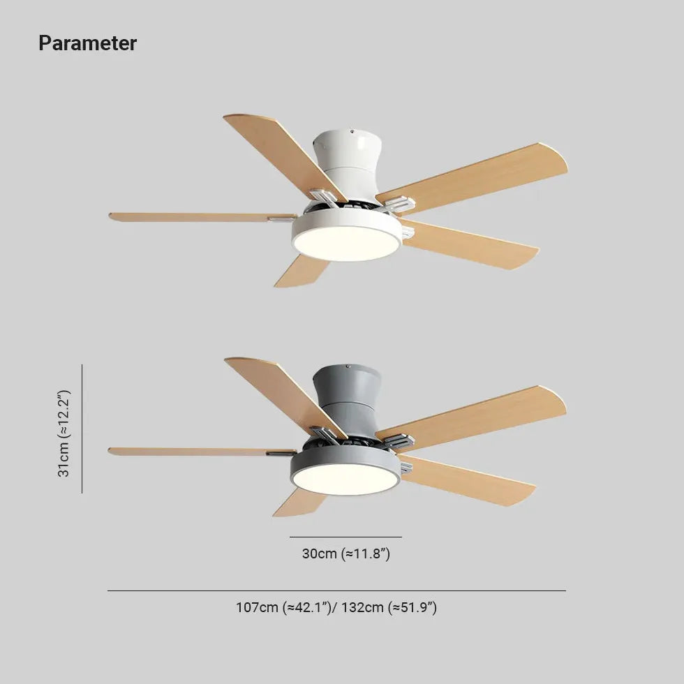 Five-Blade Minimalist Ceiling Fan with Light