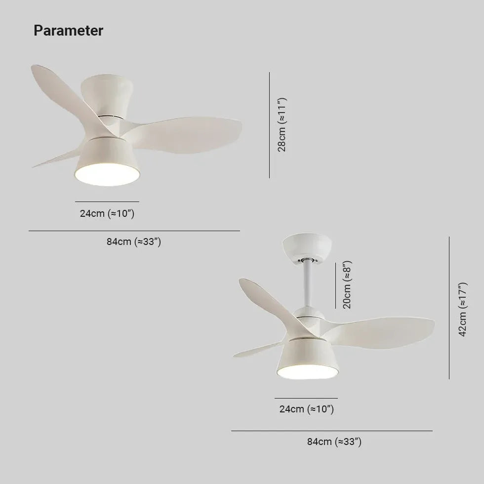 Three-Blade Minimalist Ceiling Fan with Light