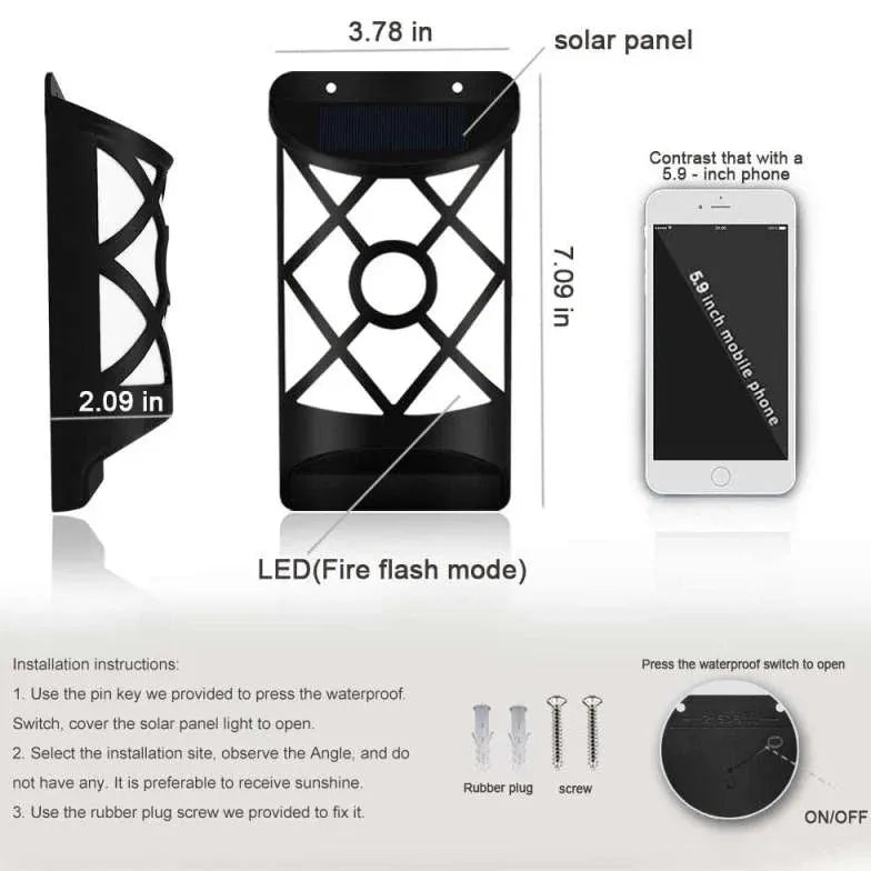 Rechargeable LED Outdoor Solar Powered Wall Light