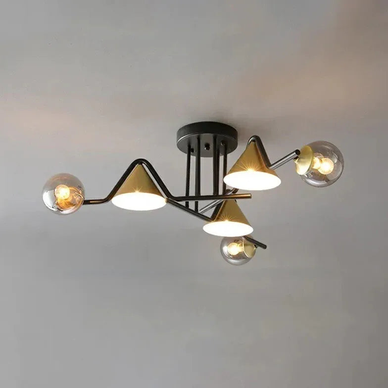 Multi-head Geometric Design Glass Industrial Ceiling Light