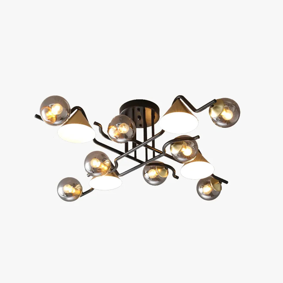 Multi-head Geometric Design Glass Industrial Ceiling Light