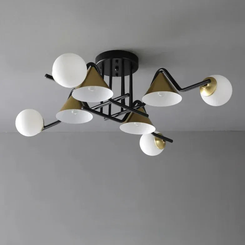 Multi-head Geometric Design Glass Industrial Ceiling Light