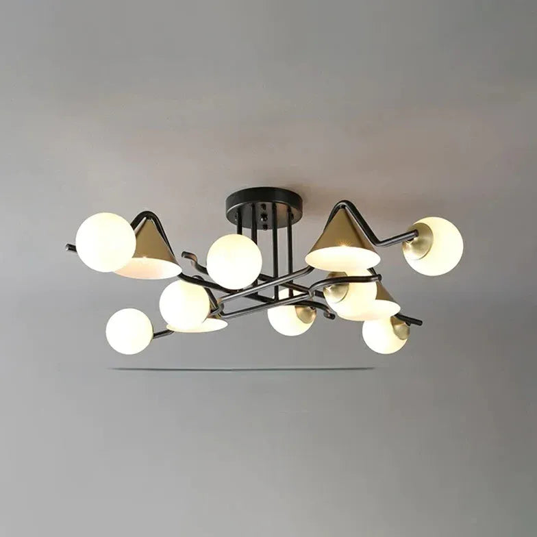 Multi-head Geometric Design Glass Industrial Ceiling Light