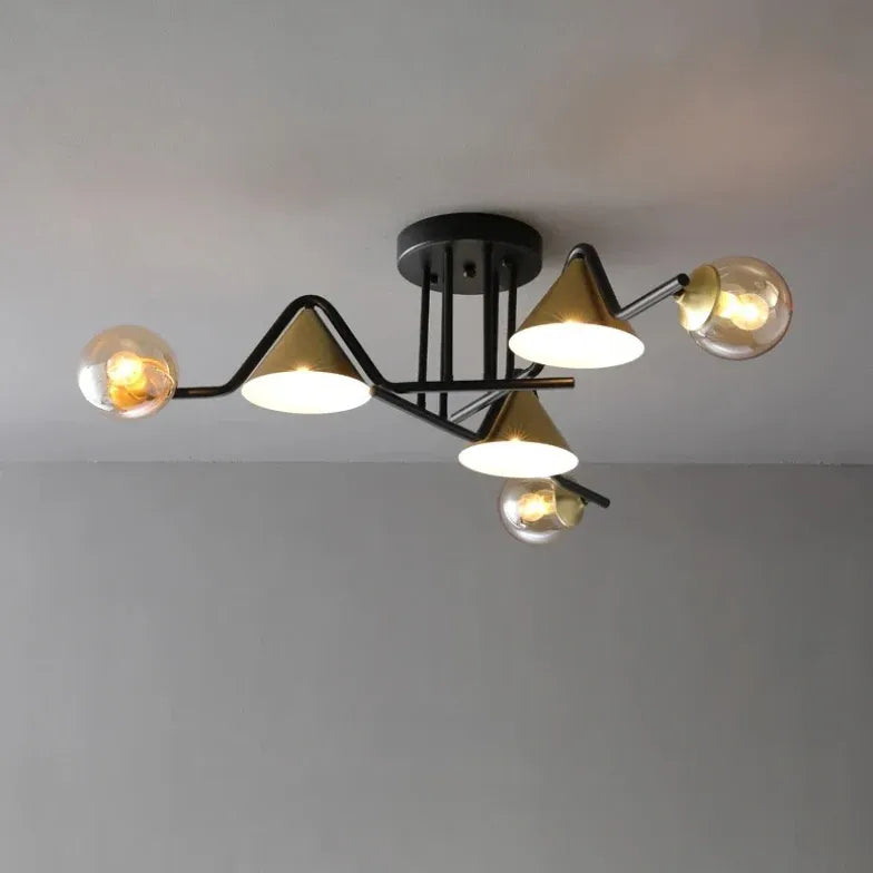 Multi-head Geometric Design Glass Industrial Ceiling Light