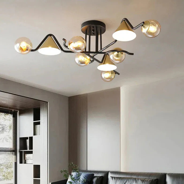 Multi-head Geometric Design Glass Industrial Ceiling Light